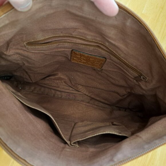 Fossil Multicolor Patchwork Leather Suede Pocket Boho Crossbody Bag - Picture 12 of 16